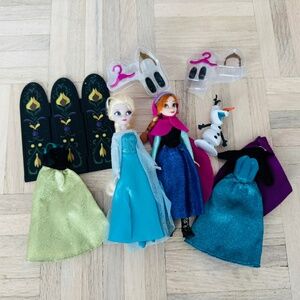 Disney Store - Mini Frozen Dolls, Elsa, Anna and Outfits, Good Condition!